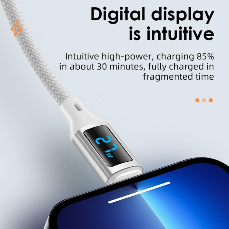 Doppel-Typ-C-Ladekabel 60W Schnellladung Eingebaute Leistungsanzeige Verstärkter Stecker 480 Mbit/s 60W Typ-Kabel