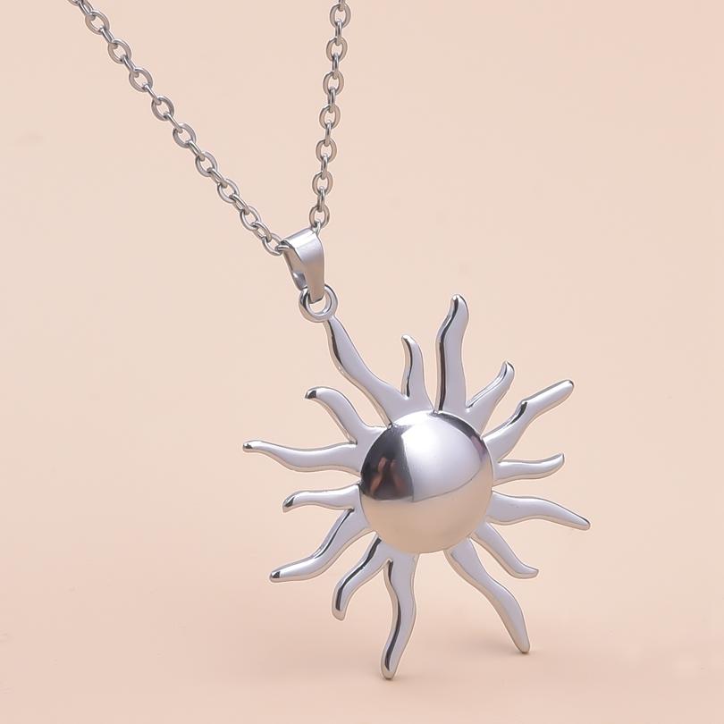 

Sun Pendant Necklace For Women Men Jewelry Stainless Steel Necklaces Fashion Vintage Choker Link Chain On The Neck Decor Collar