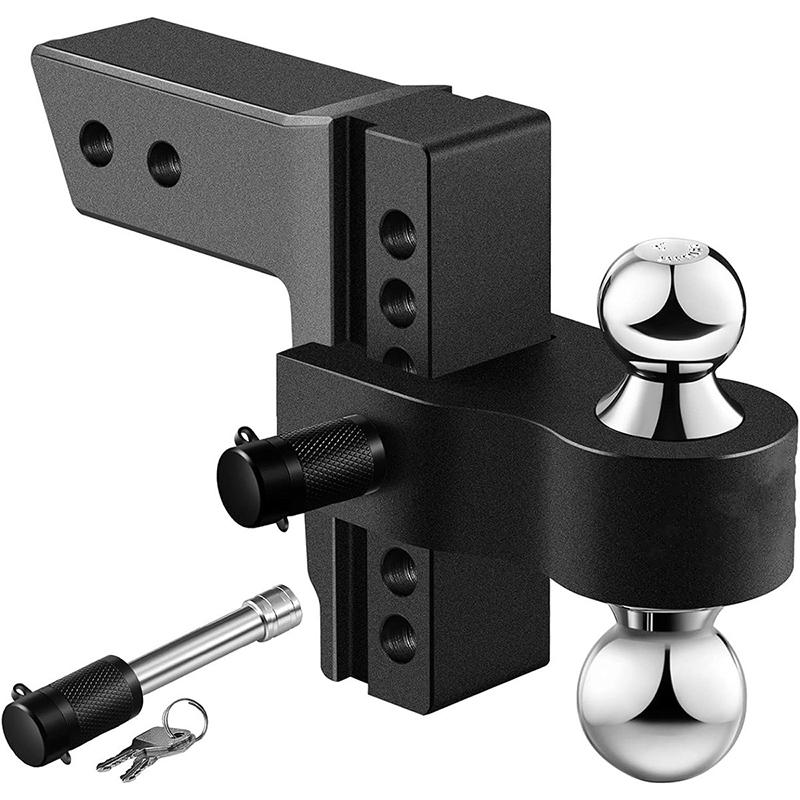 Adjustable Trailer Truck Drop Hitch Fits 2 Inch Receiver 6 Inch Drop Dual Ball Mount 2" and 2-5/16" Heavy Duty Aluminum Towing