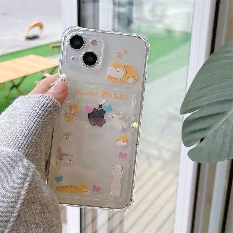

Sleeping Kitten Card Holder for Apple Phone Case: Compatible with 1716, 15Pro Max, 14, 13, 7, and 8 Plus Apple XS Max
