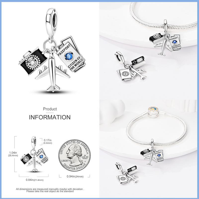 Fashion Copper Travel Aircraft Series Charms Beads Fit Qikaola Original Bracelets Diy Anniversary Jewelry For Women