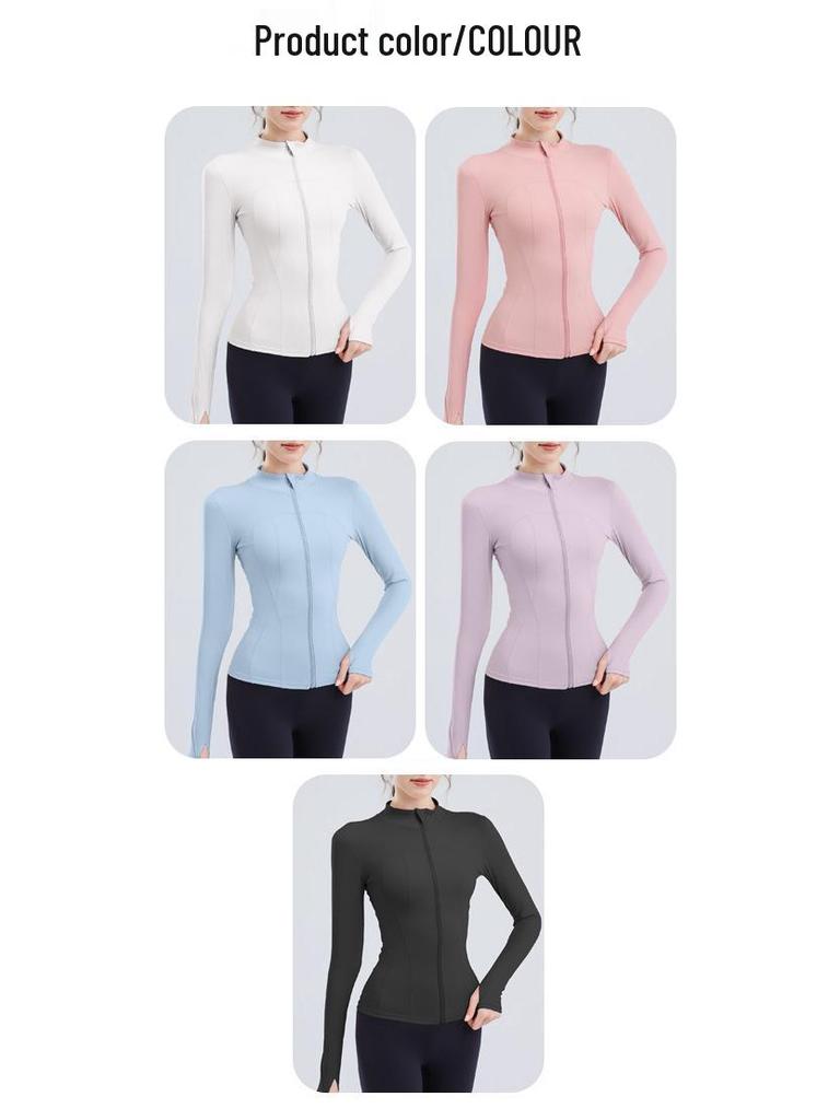 Women's Long Sleeve Yoga Top - Stand Collar, UV Protection, Lightweight Fitness Shirt for Summer 2024