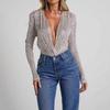 2024 Europese & Amerikaanse Diepe V Pailletten Lange Mouw Jumpsuit voor Dames
