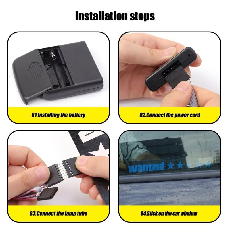 Elektrinis LED Ieškomas Automobilio Lipdukas Ieškomas Penkiakampė Žvaigždė EL Šalta Šviesa Automobilio Lipdukas Auto Moto LED Šviesą Spinduliuojantys Ženklai Automobilio Lipdukai