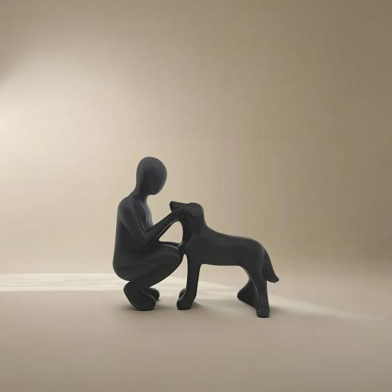 Desktop Ornament Dog Sculpture for Home Decor, 3D Printed Man And Decoration Figurine, Pet Memorial Gift Loss, Lovers Stress Relief Toy