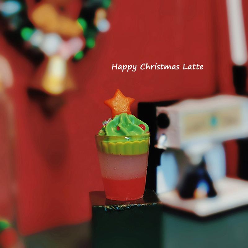 Dollhouse Miniature Christmas Christmas Snow Top Latte Drink Model For Doll House Decoration Accessories Kids Pretend Play Toys