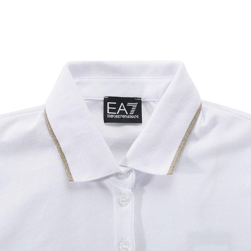 Emporio Armani Ss24 Solid Logo Plaque Polo Collar Short Sleeve Dress Women Dresses White 3DTA56-TJ9DZ-1100