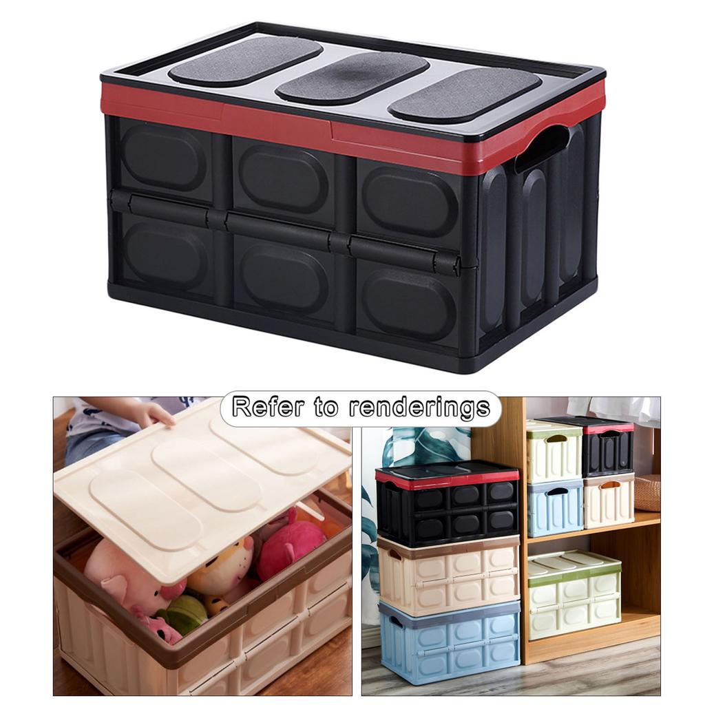 Car Trunk Organizer 30L Foldable Tools Equipment Storage Box for BBQ Lake - Black