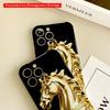 2DFlat Golden Horse Statue Phone Case All Inclusive Film Hard Phone Case, Compatible with iPhone 18 Pro Max 17 16 15 14 13 12 11