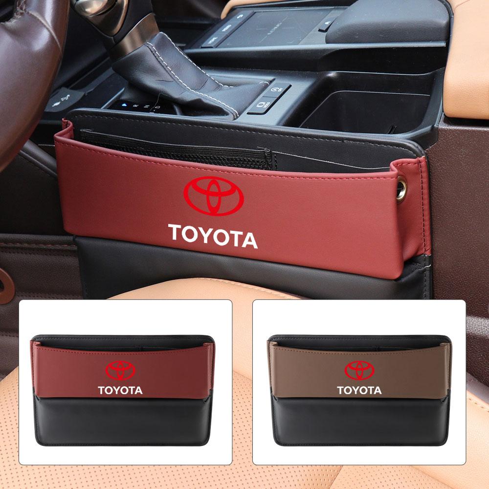 Leather Car Seat Gap Organizer Crevice Storage Box Bags Car Goods For Toyota Prado Rav4 Yaris Hilux Prius Avensis Corolla Camry