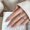 Korean Cable Knit Open Ring with Silver Beads - Niche Design Index & Tail Ring