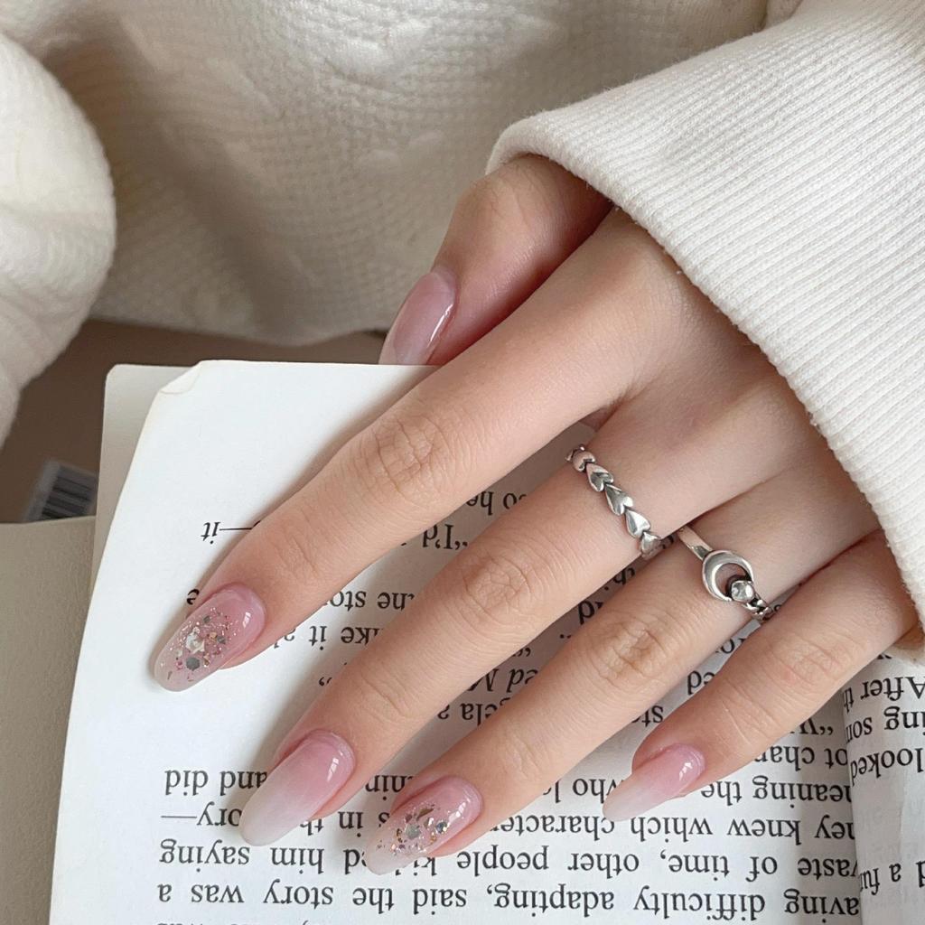 Korean Cable Knit Open Ring with Silver Beads - Niche Design Index & Tail Ring