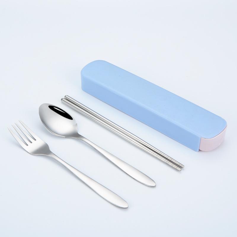Portable Stainless Steel Cutlery Set: Spoons, Chopsticks, Knife, Fork - Three-Piece Set