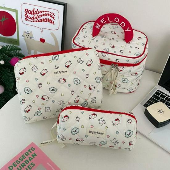 Korean-Style Large Capacity Bow Makeup Bag - Portable Travel Cosmetic Storage for Girls