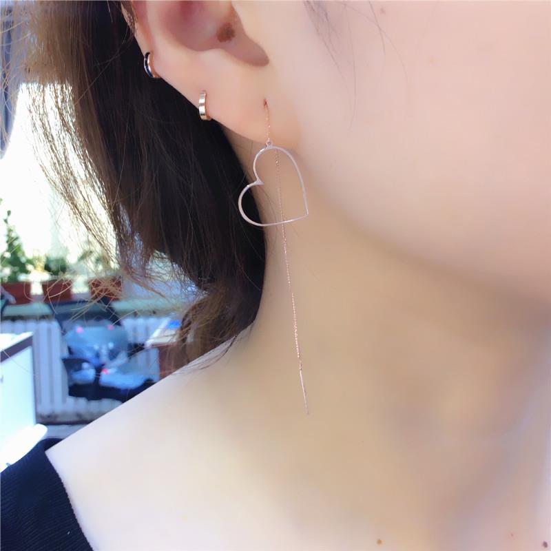 Purple Gold Love-Shaped Earrings Plated With Rose Gold Women'S Foreign Fashion Color Gold Earrings