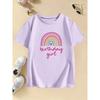 Fashion Rainbow Love Birthday Girl Gothic T Shirts Manga Kids Children's T-shirt Girls Summer Spring Casual Top Tee