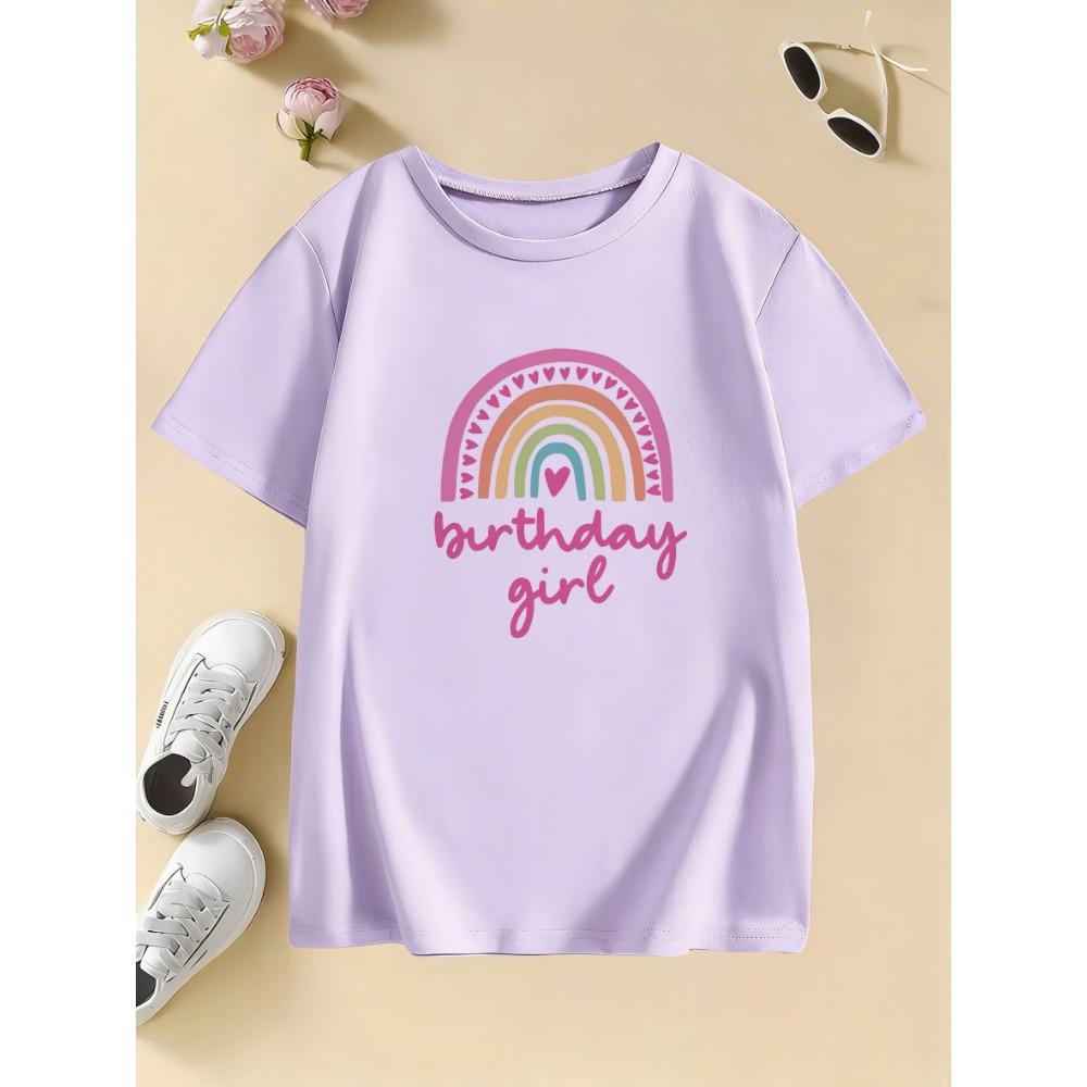 Fashion Rainbow Love Birthday Girl Gothic T Shirts Manga Kids Children's T-shirt Girls Summer Spring Casual Top Tee