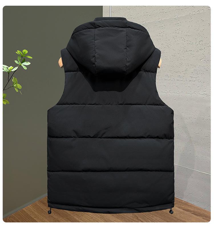 Men's Autumn/Winter Cotton Vest with Detachable Hood – Warm, Fashionable, and Thickened Casual Outerwear