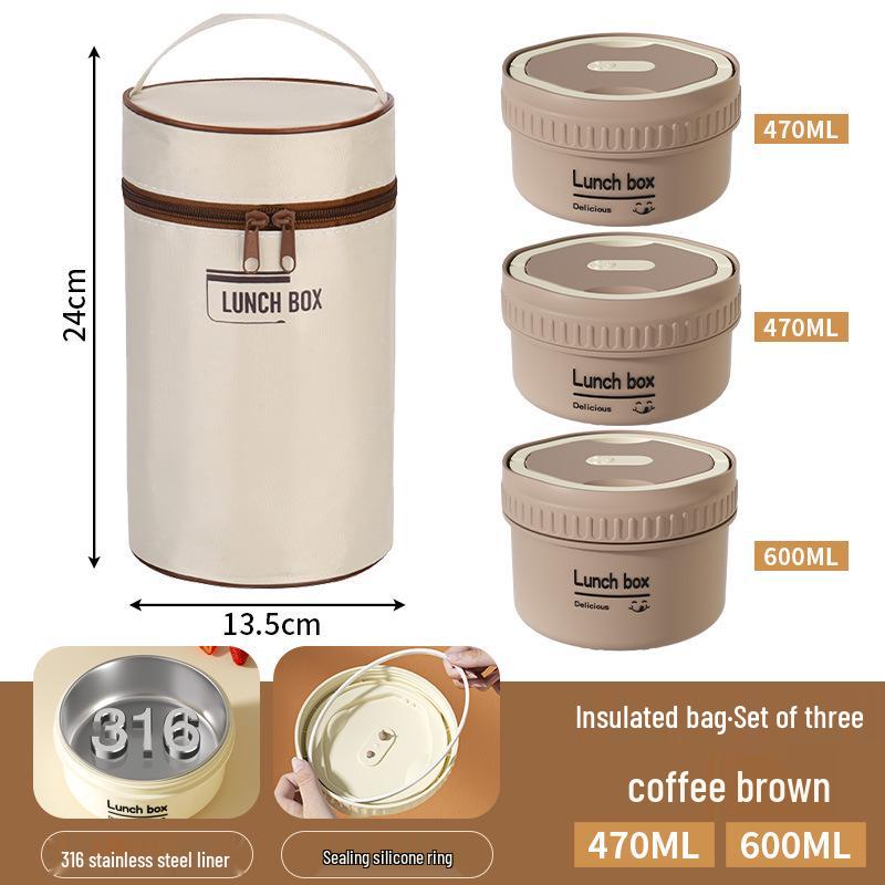 304 Stainless Steel Insulated Bento Box - Microwaveable Lunch Box & Soup Container, Ideal for Office Workers & Students