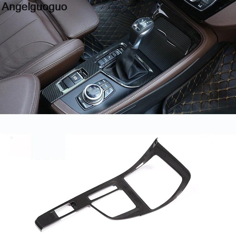 Fibră de carbon ABS Consolă centrală pentru mașină Capac panou schimbător de viteze Cadru ornamentat pentru BMW X1 F48 2016-2018 Accesorii auto ( LHD)