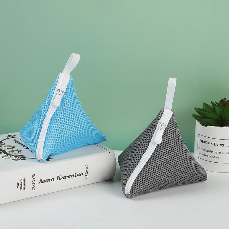 3pcs Zippered Mesh Laundry Bags Triangular Washing Machine Wash Pouch Small Socks Wash Bags Polyester Wash Pouches