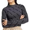 adidas Originals Long Sleeve Top Letter Print Sports Slim Fit T-Shirt Women Tops Carbon-Black JE8355