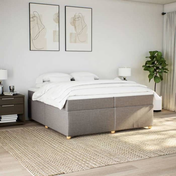VidaXL Sommier à lattes de lit avec matelas Taupe 200x200 cm Tissu 3285405