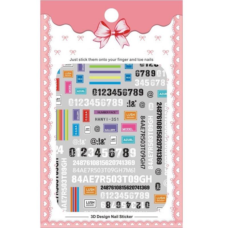 1 Sheet Adhesive 3D Nail Stickers Decals Press On Tips Manicure Decoration Geometry Letter Design