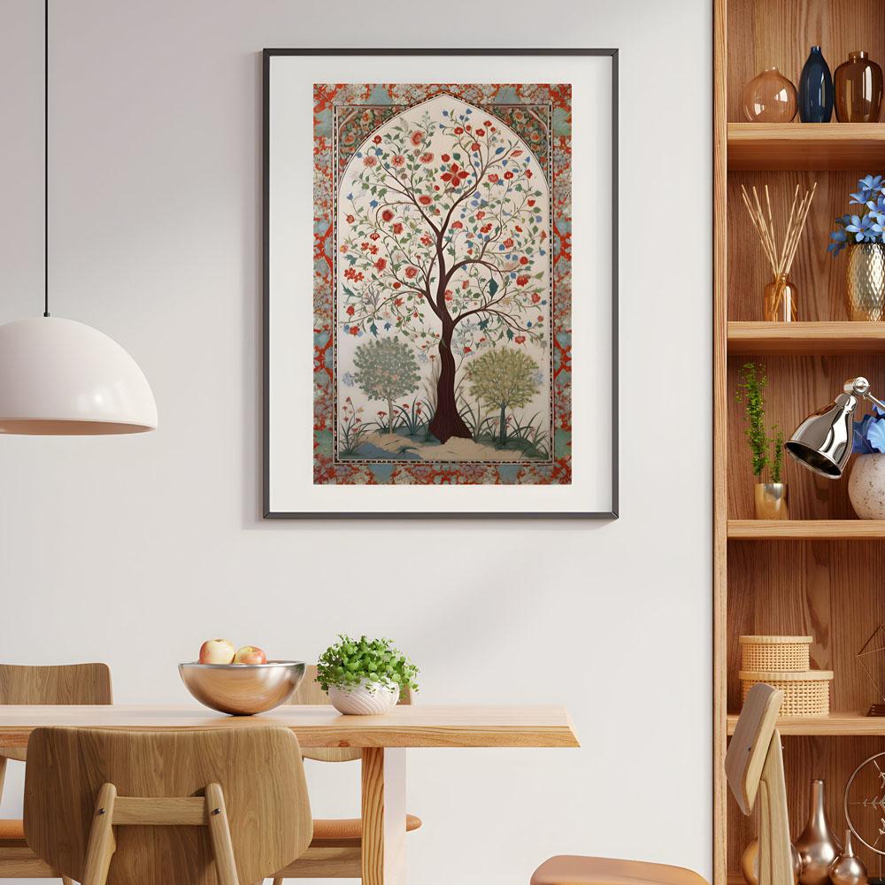 Art Blossoming Tree Bohemian Poster Canvas Print Painting Study Studio Living Room Home Decor Indian of Life Vintage Folk