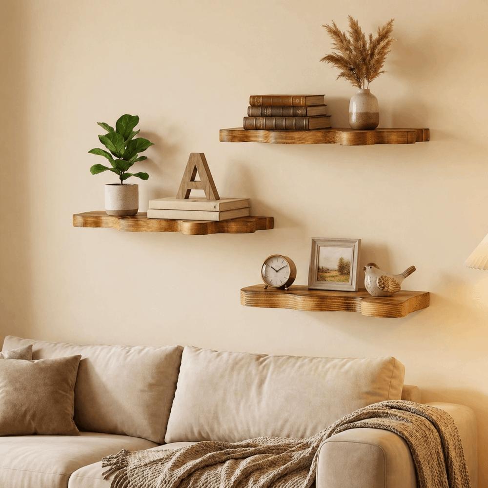 Wall Mounted Cloud Shaped Wall Display Shelves Wooden Plant Stand Wall Shelf  for Living Room