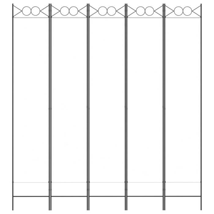 350170 vidaXL Room Divider 5 Panels White 200x220 Cm Fabric