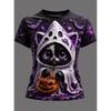 Fashion Women Retro Creative Ghost Print T Shirt Funny Casual O-neck Short Sleeves T-shirt Summer Female Tee Shirt Halloween Limited Edition