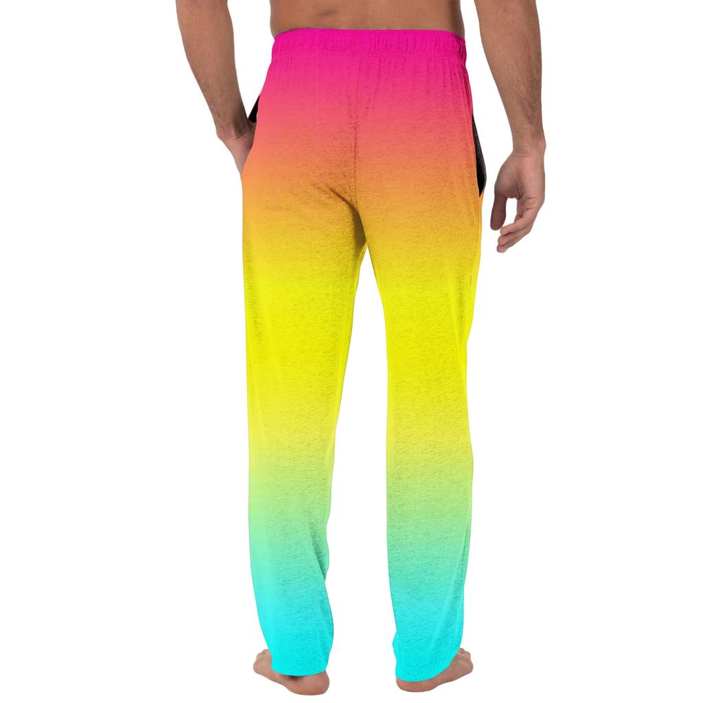 Herren Freizeit-Pyjamahose mit Taschen | Krawatte, Farbverlauf bedruckt, Leinwandbindung, lockere Passform elastischer Bund für Zuhause