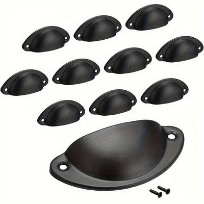 16 Pcs Drawer Pull Knobs Cabinet Pulls, Vintage Cup Pull Knobs for Cabinet Closet Dresser Bathroom Closet (double Holes with Screws)