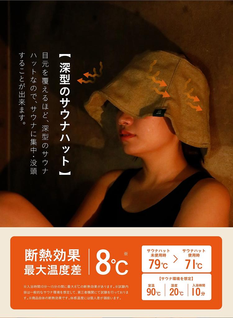 CB Japan Sauna Hat, One Size Fits All, 60cm Head Circumference, Washable, Moss Green, with Pocket, My Sauna Bucket Hat, Tomte