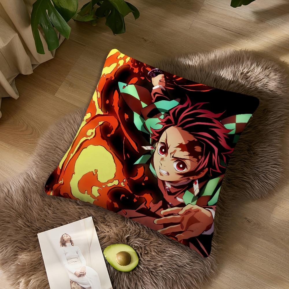 Anime DDemon SSlayer KKimetsu Pillow Case Living Room Accent Couch Back Support Square Lounge Restful Nap Companion ? 40X40cm