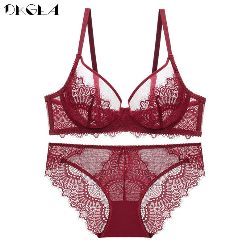 

DKGEA сексуальный комплект с бюстгальтером, кружевной прозрачный бюстгальтер, женское нижнее белье 70D бордовый