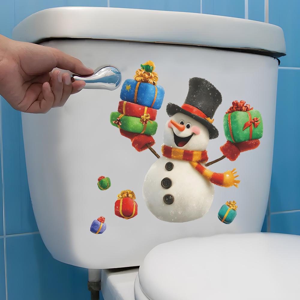 Painted Funny Snowmen As Gifts, Bathroom and Toilet Decoration and Beautification Stickers