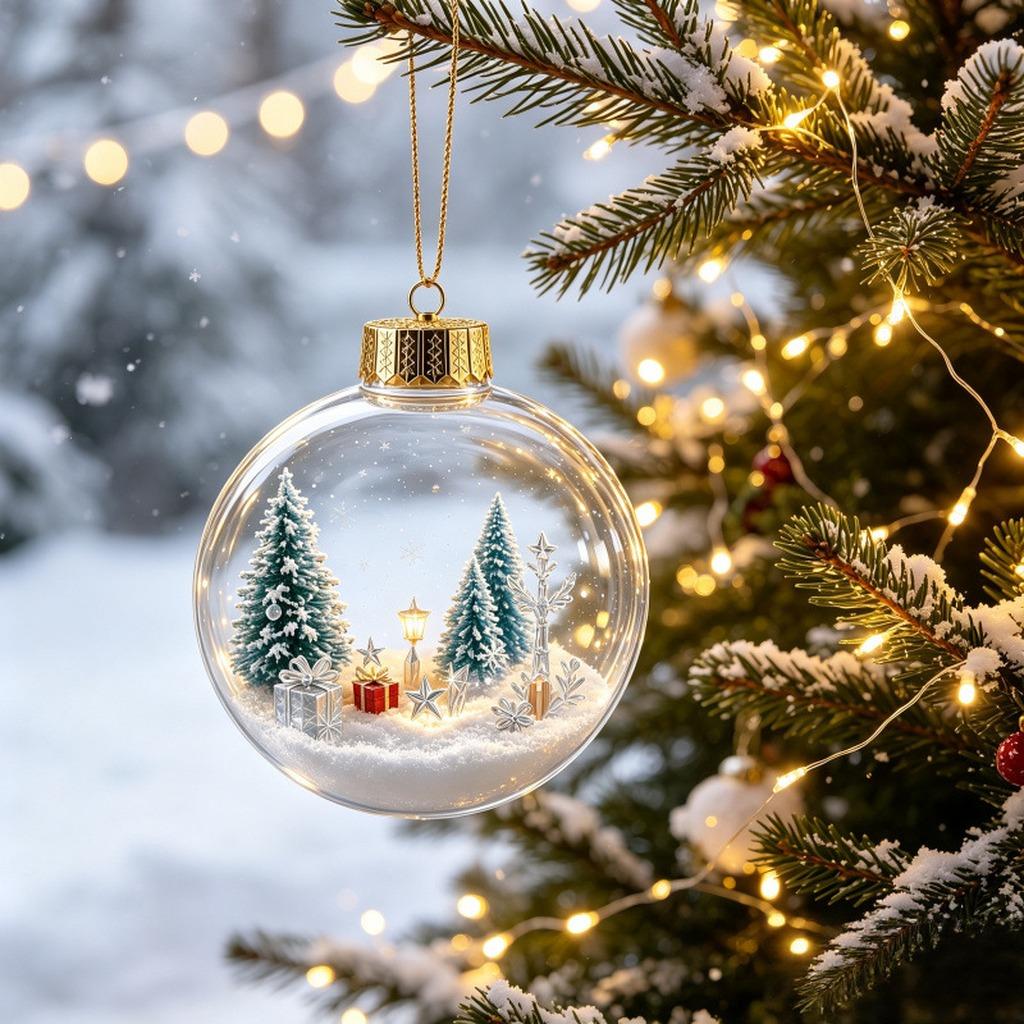 Acrylic Christmas Pendant Acrylic Holiday Hanging Decoration Led Hanging Bauble Delicate Christmas Ball Ornament For Entryway