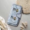 Cute Bee Pattern Long Wallet for Women Fashion Faux Leather Multi Card Holder Purse 