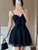 Sweet Princess Mesh Patchwork Camisole Dress – Elegant Waist-Cinched A-Line Mini with Open Back