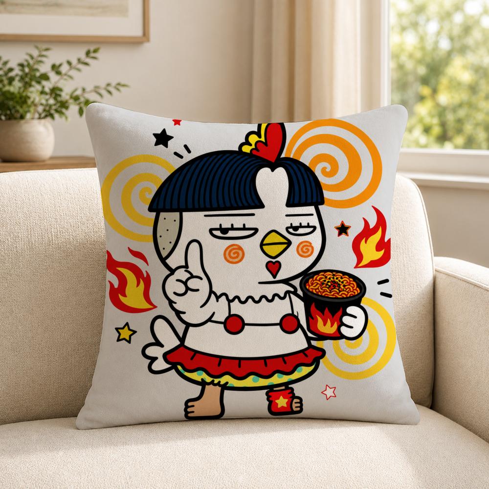 Food SSamyang BBuldak Cushion Cover Soft Short Plush SkinFriendly Cushion Case for MultiScene Use