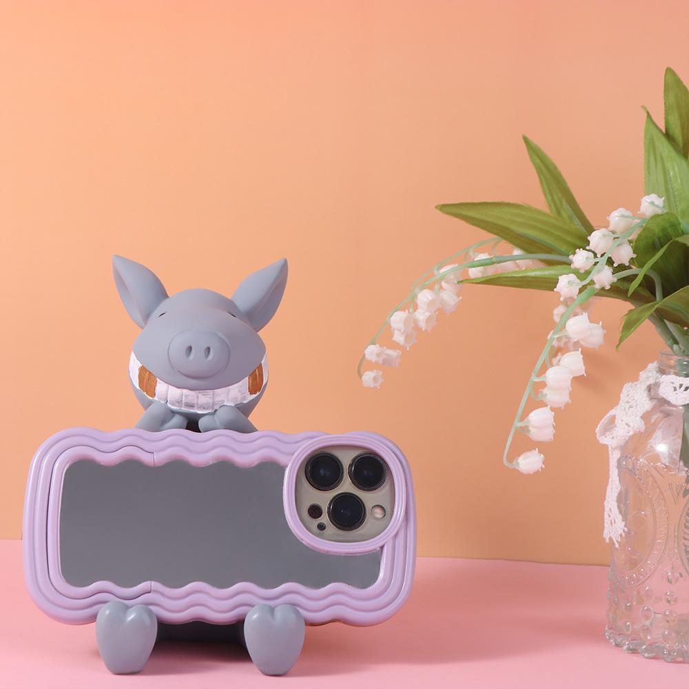 Figure Toys Pig Mobile Phone Stand Resin Cell Phone Bracket Cartoon Phone Holder  Desk Decor