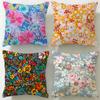 Blue Flower Pattern Cushion Cover Soft  EasyWash Pillow Case  Versatile for Couch Bed Travel and Office
