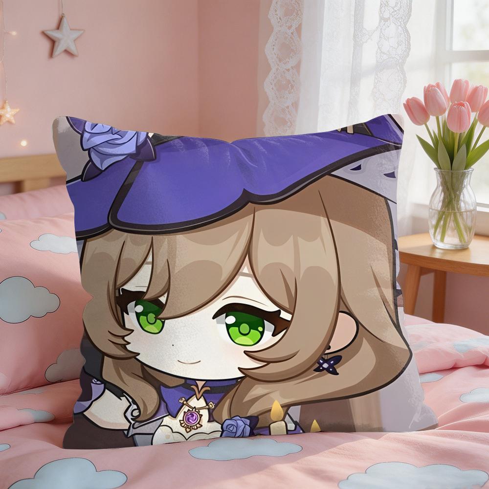 Lisa Cute Cute Genshin Impact Cushion Cover Square Short Plush Pillow Case Living Room Sofa Home Decor Funda X