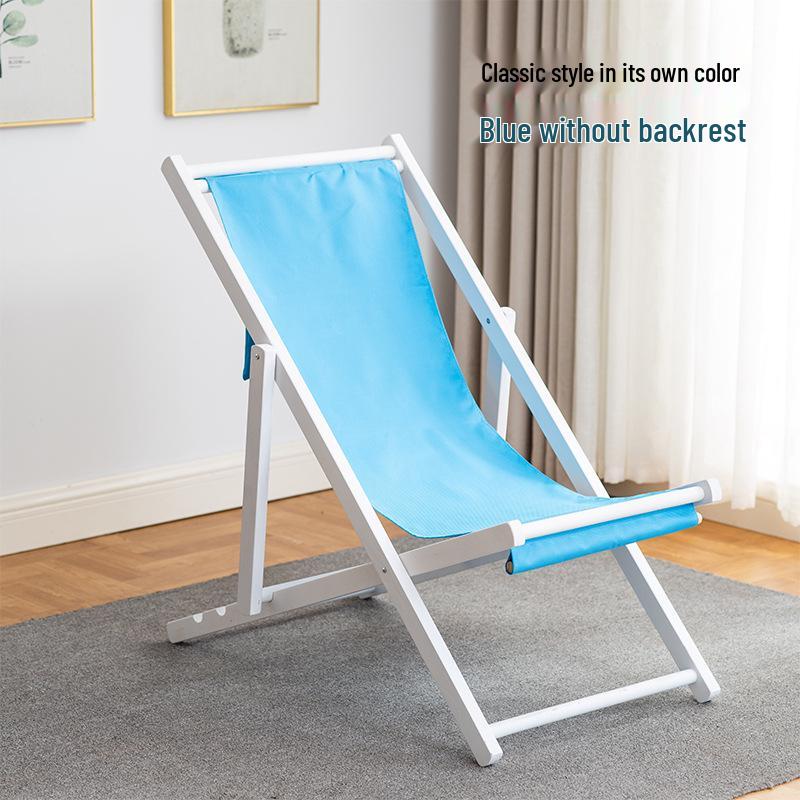 Solid Wood Outdoor Folding Recliner Beach Chair with Canvas for Adults