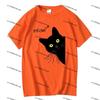 Creative Binary Cat Pattern Shortsleeve Tshirt Casual Comfortable Round Neck Top Unisex Trendy Halfsleeve