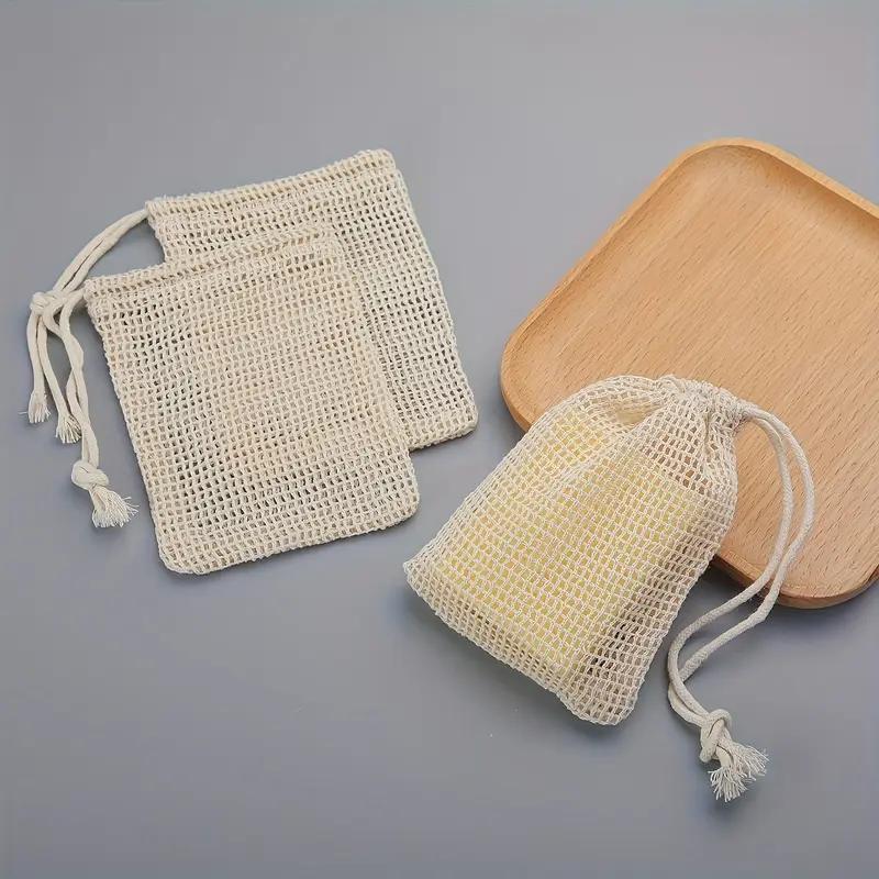 1/3/5pcs Natural Cotton Linen Foaming Soap Bag Saver Net Mesh Massage Exfoliator Pouch Bathing Bubble Maker Cleaning Tool