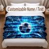Soccer Theme Soft Blanket Personalized Custom Name Text Print Warm Blanket Home Sofa Bedroom Decor