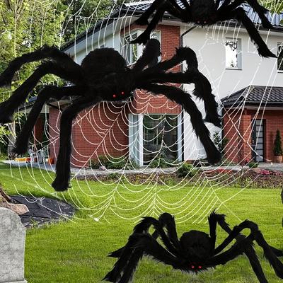 Halloween Extra Large Black Spider, Party Decor Giant Spider Web Prop, Realistic Plush Spider, Suitable for Home Bedroom